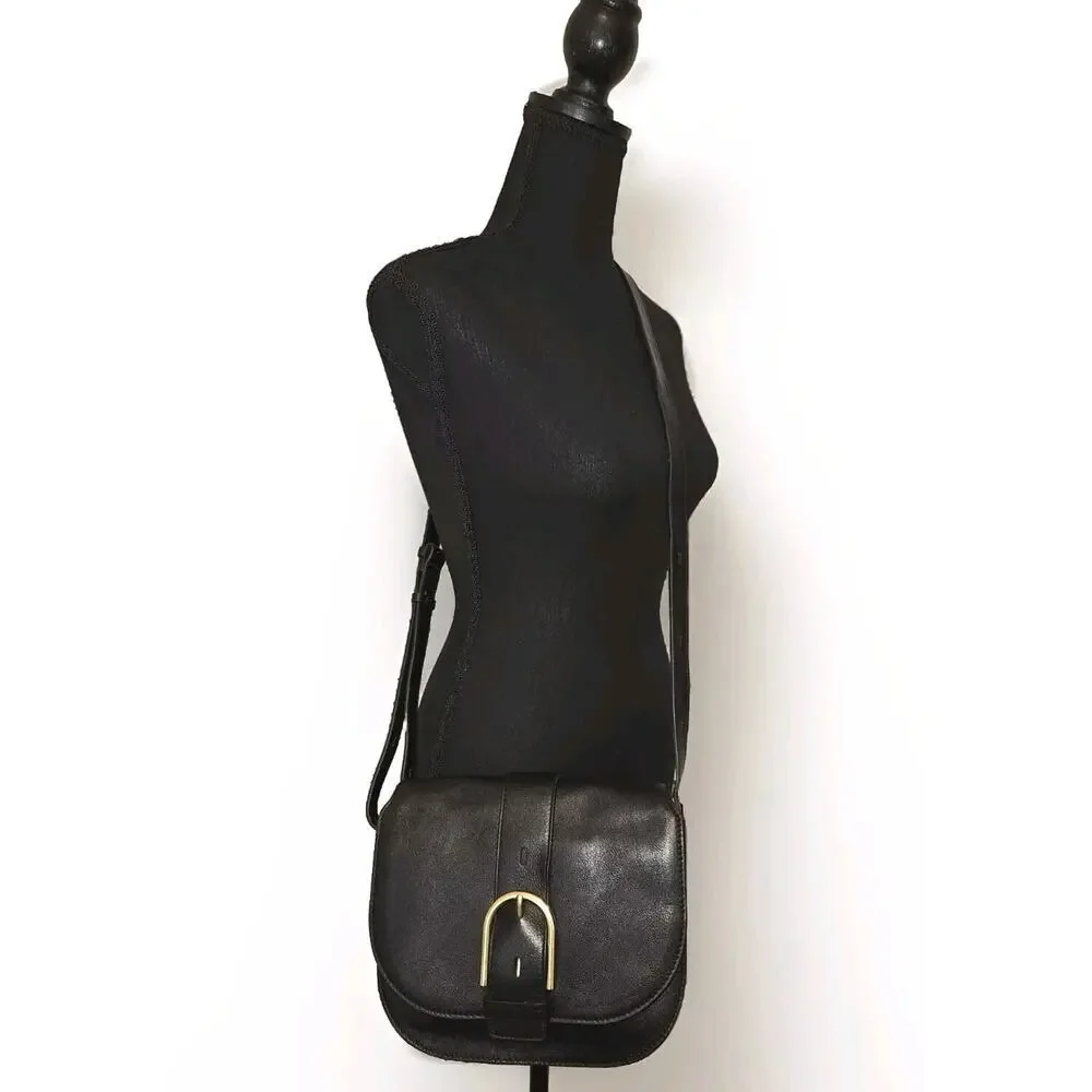 Fossil Wiley leather Saddle Bag Crossbody Black 9.5x8.5x4